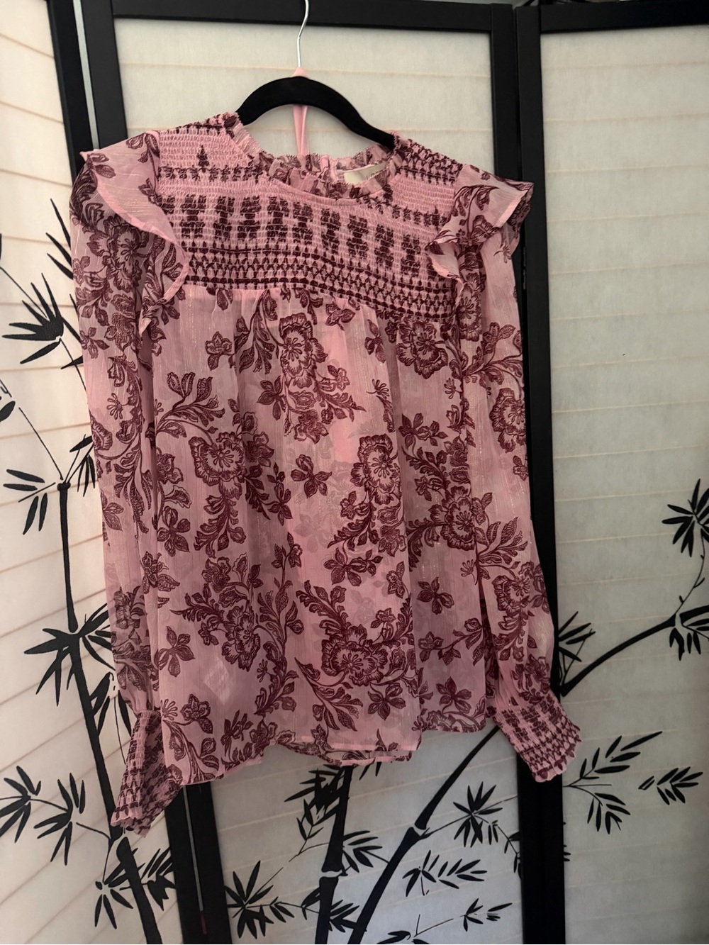NWOT Sheer Loft Pink Floral Boho Blouse - Picture 3 of 5